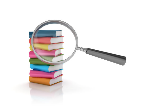 放大镜与书籍- 3D渲染图片下载