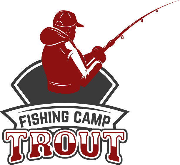 鳟鱼钓鱼标志模板与渔民图片下载