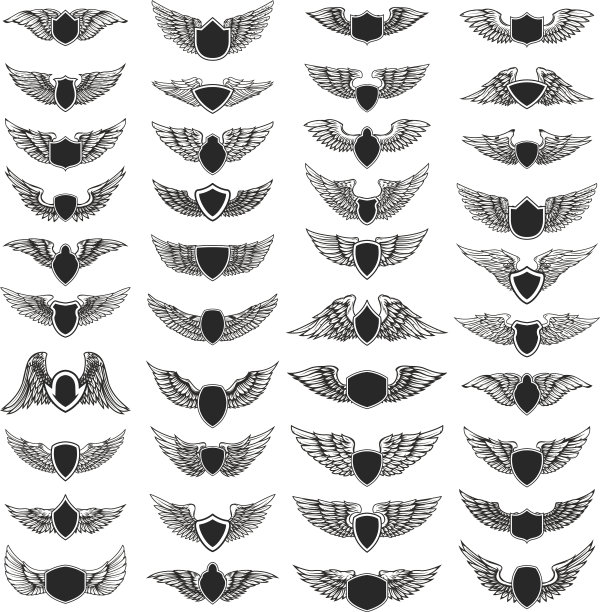 为标志设置带有翅膀设计元素的标志图片下载