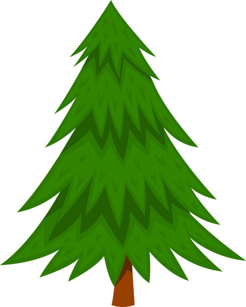 卡通风格的松树孤立在白色上图片下载