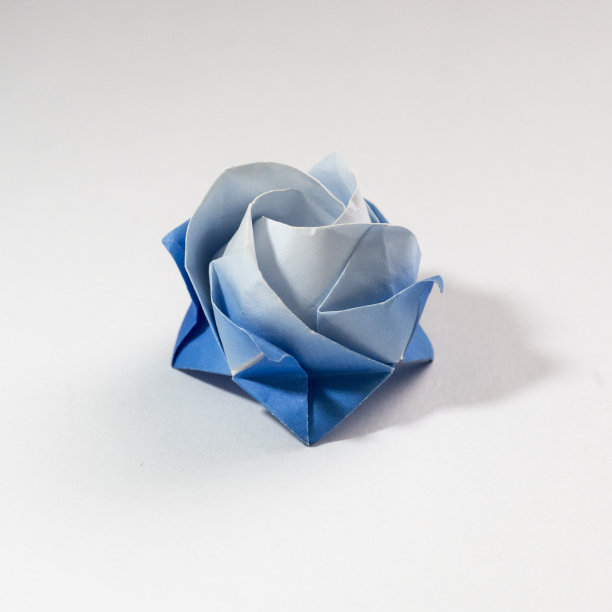 蓝色折纸玫瑰头图片下载