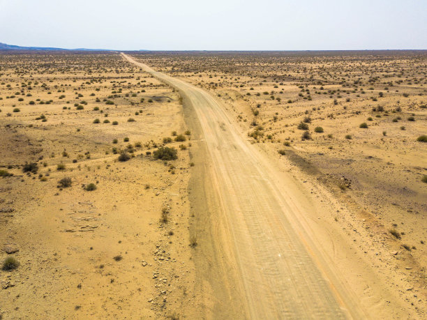 鸟瞰图:穿过鱼河峡谷的砾石路，纳米比亚图片下载