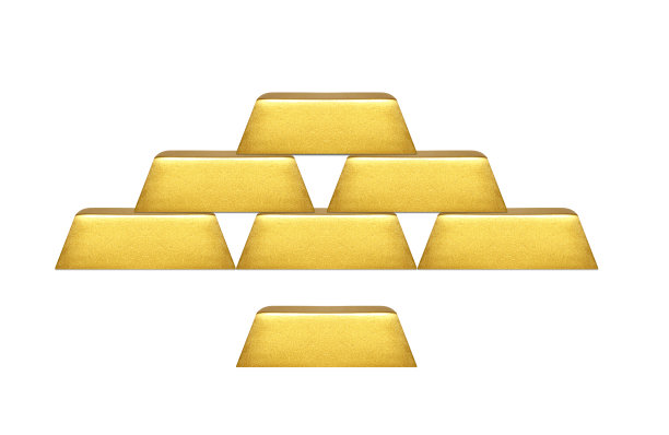 金条投资在孤立的白色背景与剪切路径图片下载