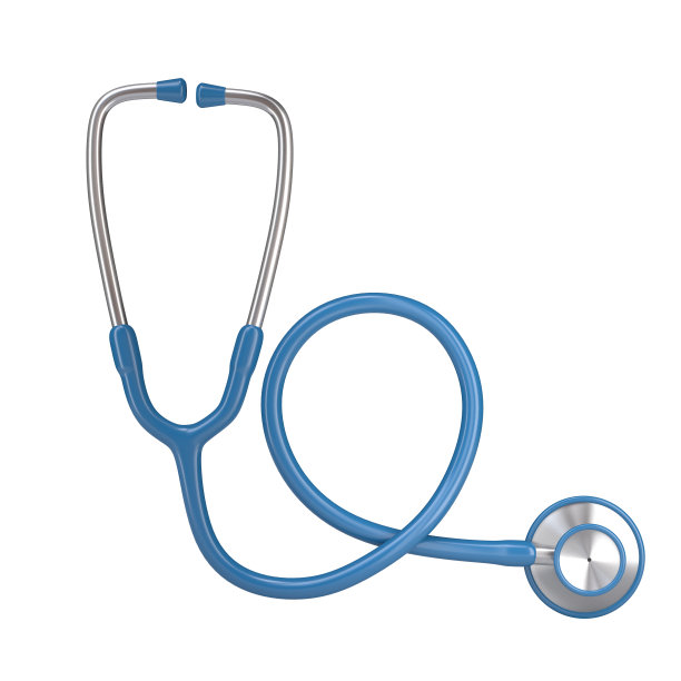 蓝色听诊器孤立在白色背景上图片下载
