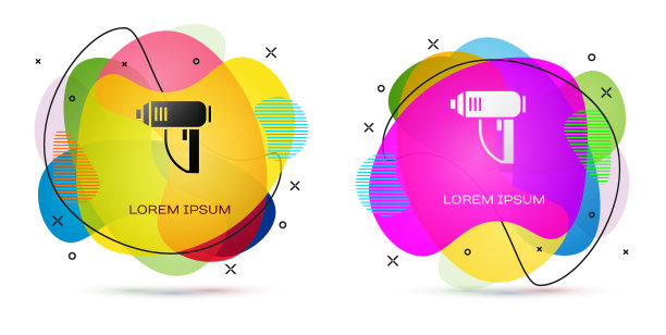 彩色电气工业烘干机图标隔离图片下载