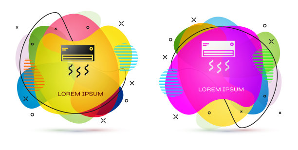 彩色空调图标隔离在白色图片下载