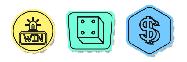 设定线赌场赢游戏骰子和美元的象征图片下载