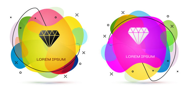 彩色钻石图标孤立在白色背景图片下载