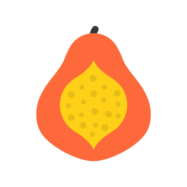 可爱的番木瓜，奇异的水果孤立，五颜六色图片下载