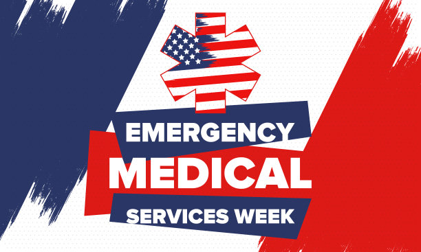 5月紧急医疗服务周每年在美国庆祝。控制和保护。医疗保健设计。海报、卡片、横幅和背景。矢量图图片下载