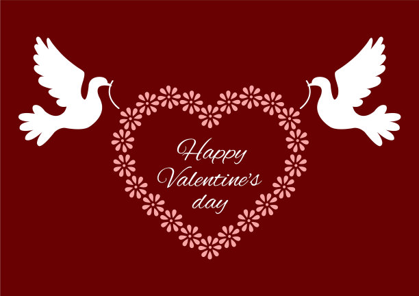 带着鸟和心的贺卡图片下载