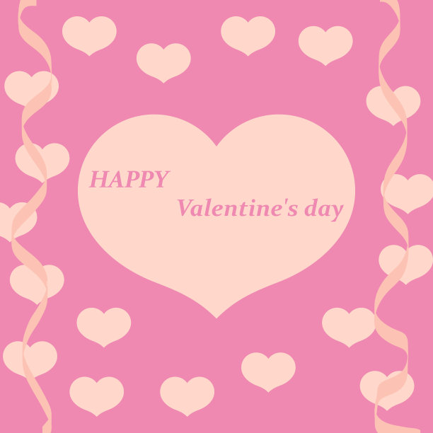 模糊的情人节背景与粉色的心和图片下载