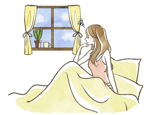 从床上忧郁地望着窗外的女人图片下载