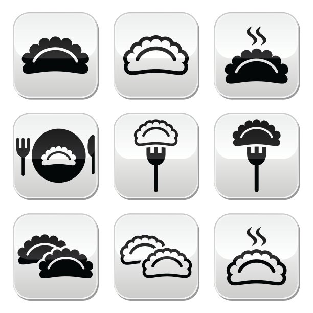 饺子食品按钮套装图片下载