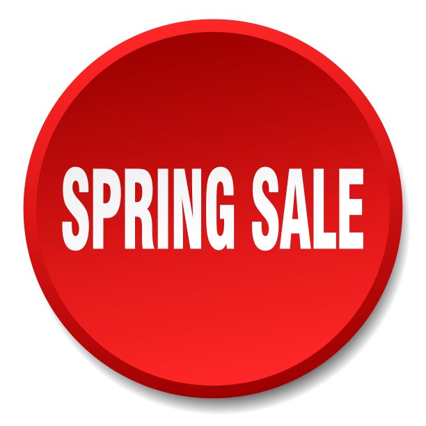 春季销售红圆平孤立按钮图片下载