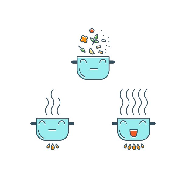 烹饪细线图标设置可爱锅图标图片下载