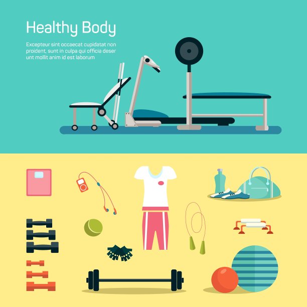 矢量健身房设置锻炼和健康图片下载