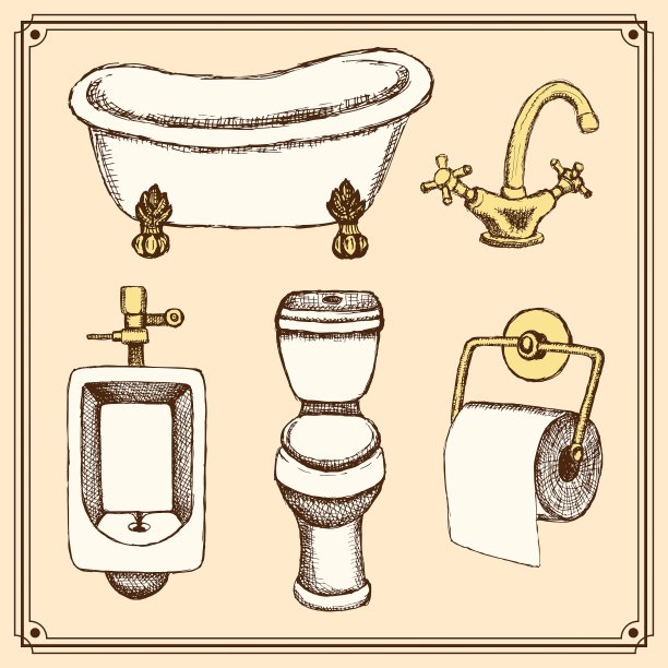 复古风格的浴室和卫生间设备图片下载