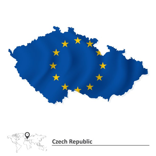 印有欧盟旗帜的捷克共和国地图图片下载