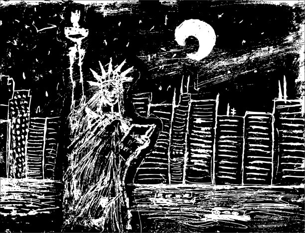 晚上的自由女神像图片下载