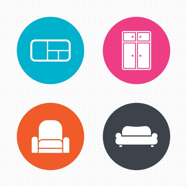 家具图标沙发、橱柜、书架图片下载