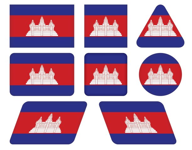 带有柬埔寨国旗的纽扣图片下载