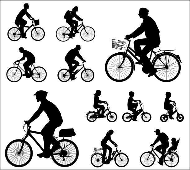 骑自行车的轮廓图片下载