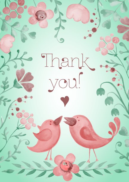 美丽的贺卡与花和鸟图片下载