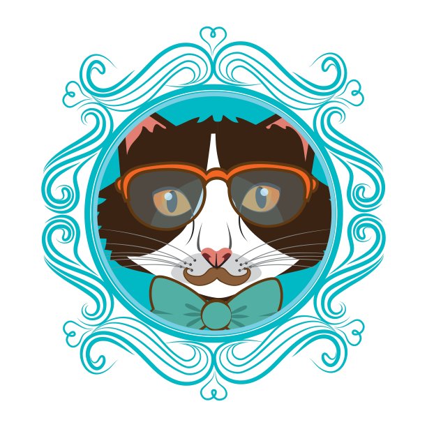 嬉皮有趣的动物卡通图片下载