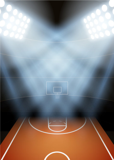 背景为篮球场夜景海报图片下载