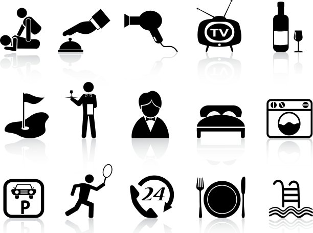 酒店服务图标套装图片下载