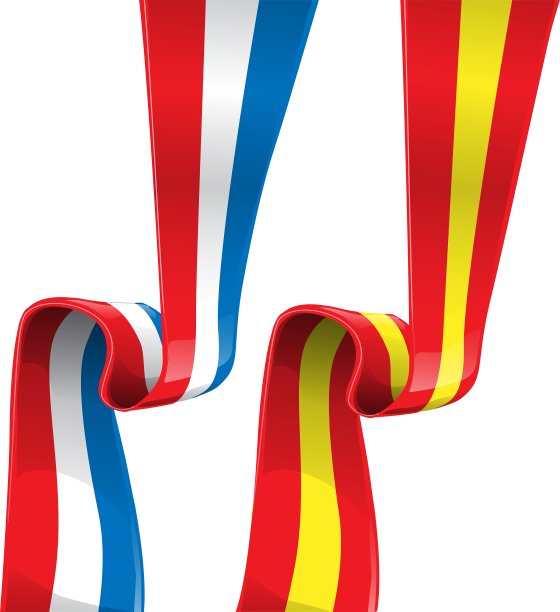 法国和西班牙的丝带旗图片下载