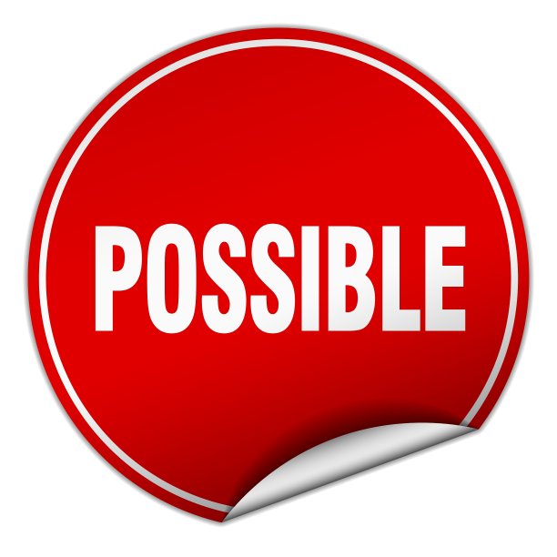 可能的圆形红色贴纸孤立在白色上图片下载