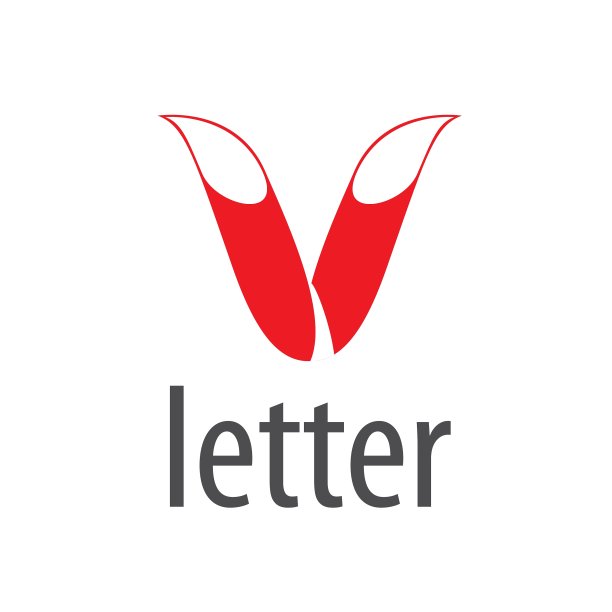标志抽象红色字母V图片下载