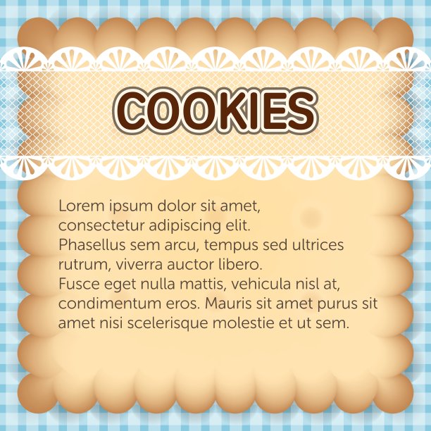 可爱的带有蓝色花边的长方形饼干图片下载