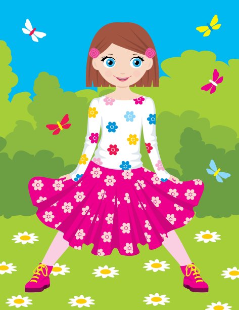 公园里的快乐女孩图片下载