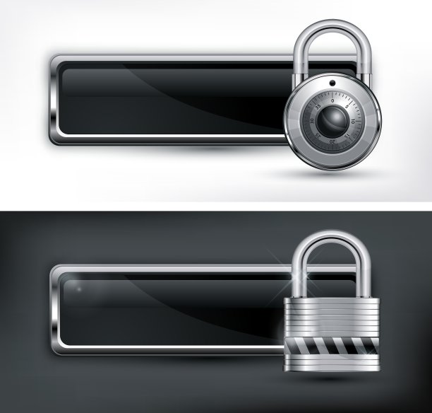 黑白色的挂锁图标图片下载