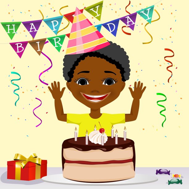 非裔美国男孩庆祝他的生日图片下载