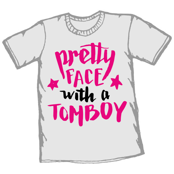 漂亮的脸蛋配上假小子t恤字体图片下载