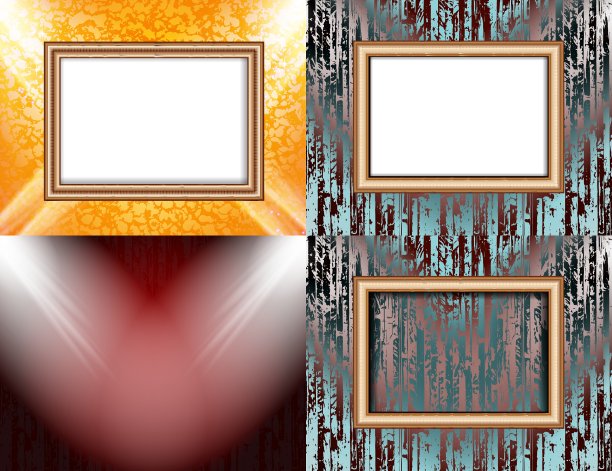 一套空白框架上的彩色墙壁照明图片下载