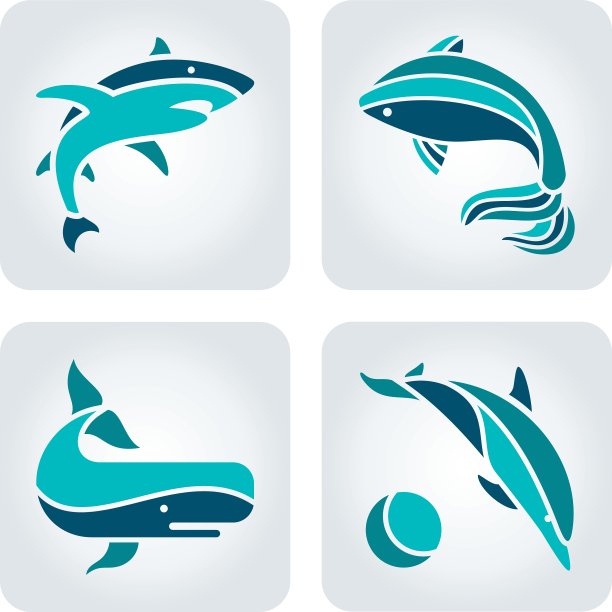 海洋动物马赛克图标图片下载