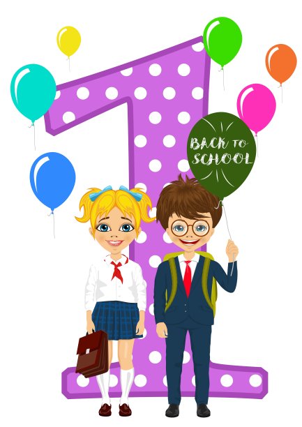 穿着校服的小女生和小男生图片下载