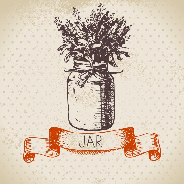 带有薰衣草花束的乡村罐子图片下载