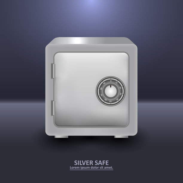 银色安全保险柜，带密码锁图片下载