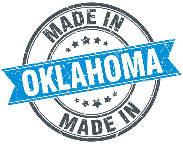 在俄克拉何马州制造的蓝色圆形老式邮票图片下载
