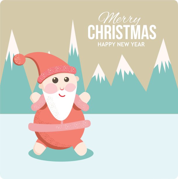 节日贺卡上的圣诞老人心满意足图片下载