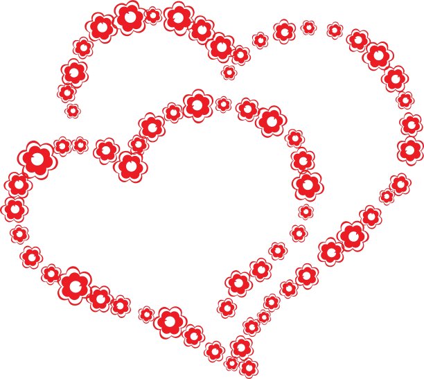 两颗由花组成的心图片下载