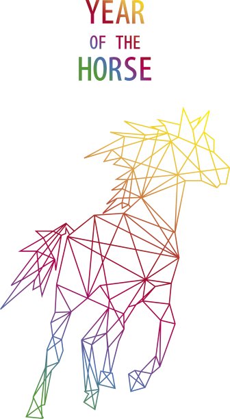 中国农历马年的抽象三角形图片下载