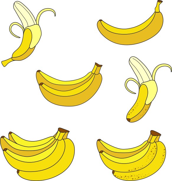不同过熟香蕉的收集图片下载