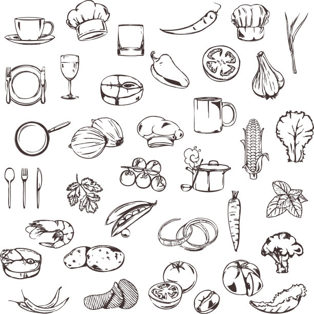 食物草图的图标集图片下载